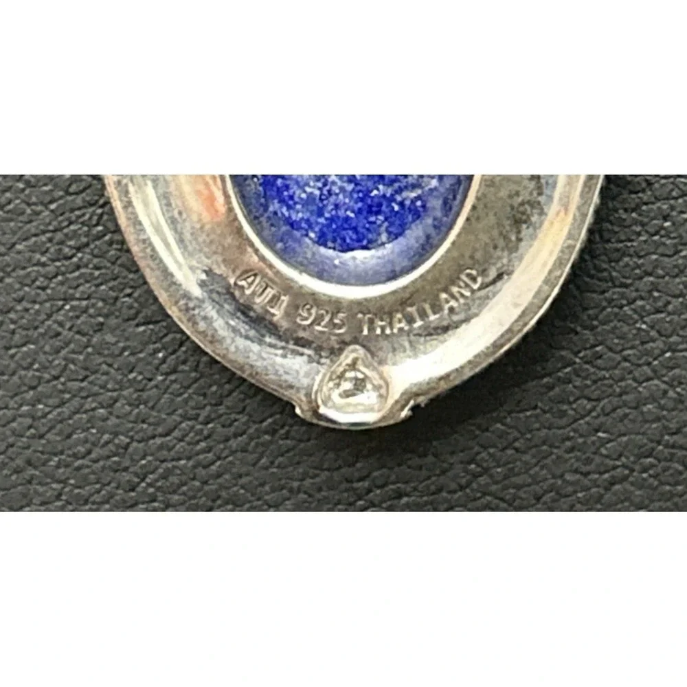 Vintage ATI Sterling Silver 925 Lapis Lazuli Pendant Necklace 18